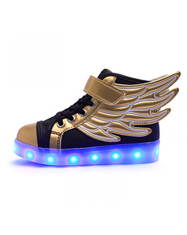 LED Shoes Boys' Shoes Athletic / Casual Synthetic Fashion Sneakers Black and Gold  