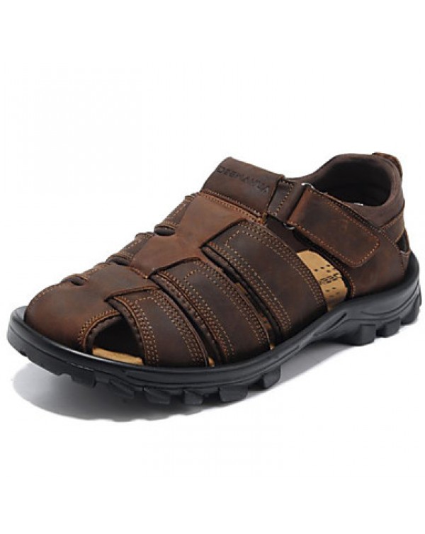 Men's Shoes Outdoor / Athletic / Casual Leather Sandals Black / Brown  