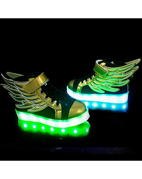 LED Shoes Boys' Shoes Athletic / Casual Synthetic Fashion Sneakers Black and Gold  