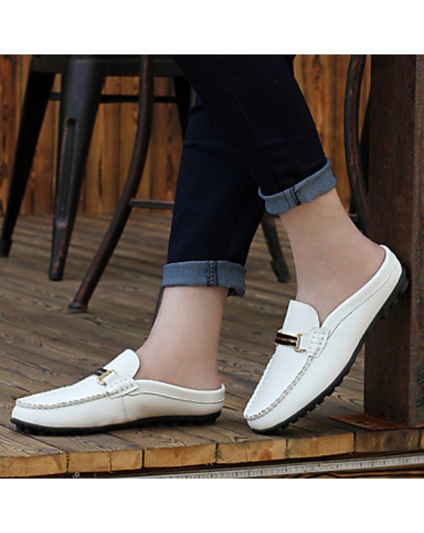 Men's Shoes Casual Leather Loafers White / Navy  