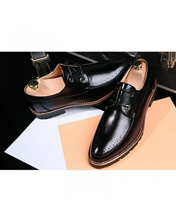 Men's Shoes Leather Casual Loafers Casual Flat Heel Lace-up Black / Yellow  