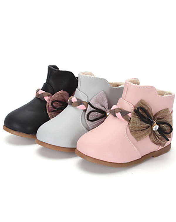 Girl's Boots Winter Fashion Boots / Comfort Leatherette / Casual Flat HeelBowknot / Others /  