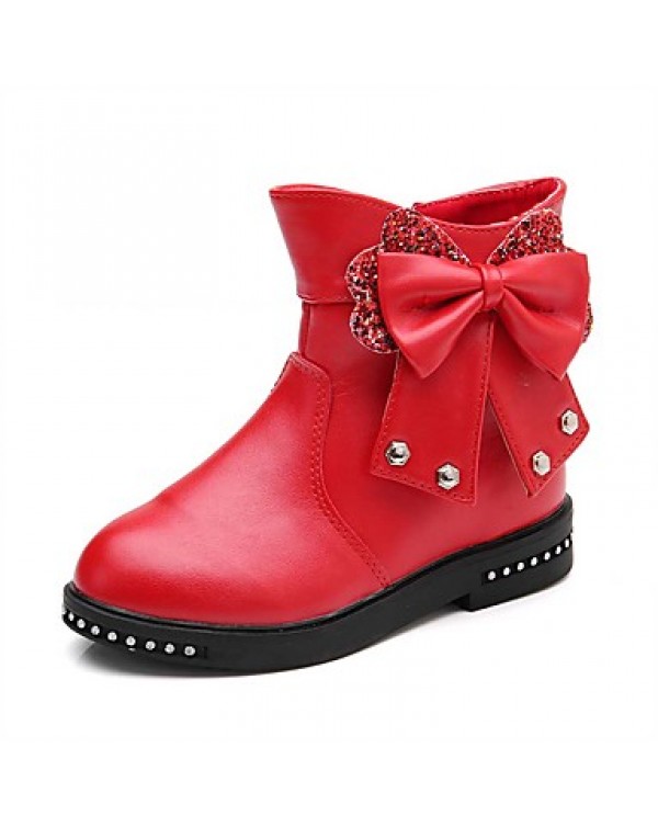 Girl's Boots Spring / Fall / Winter Bootie / Comfort Leather Outdoor / Casual Zipper Black / Pink / Red Walking  