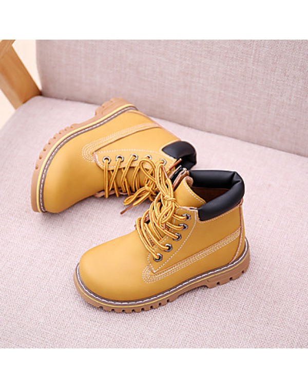 Girl's Boots Fall / Winter Snow Boots / Comfort PU Dress / Casual Flat Heel Others Yellow Sneaker  