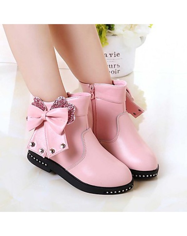 Girl's Boots Spring / Fall / Winter Bootie / Comfort Leather Outdoor / Casual Zipper Black / Pink / Red Walking  