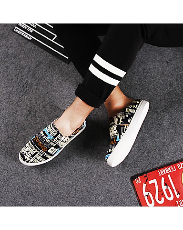 Men's Shoes Athletic Canvas Fashion Sneakers Black / White  