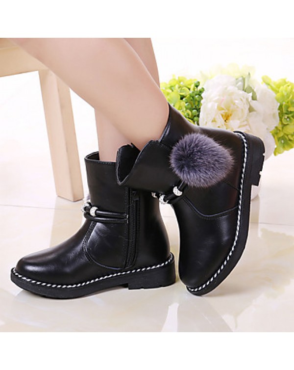 Girl's Boots Spring / Fall / Winter Bootie / Comfort Leather Outdoor / Casual Zipper Black / Red / Tan Walking  