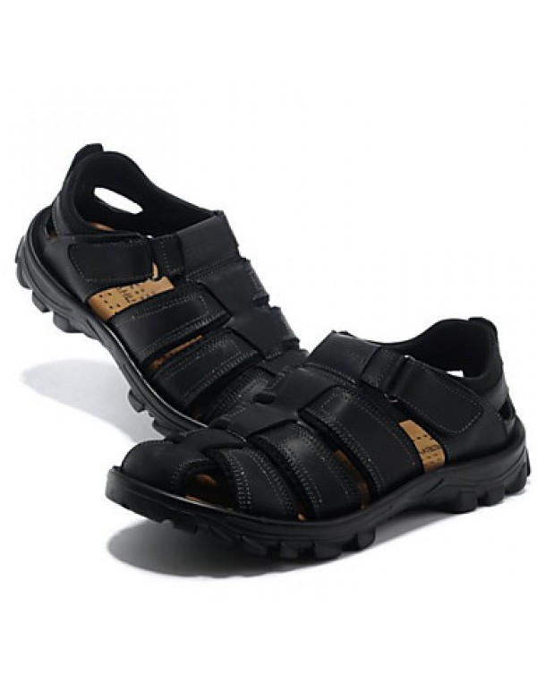 Men's Shoes Outdoor / Athletic / Casual Leather Sandals Black / Brown  