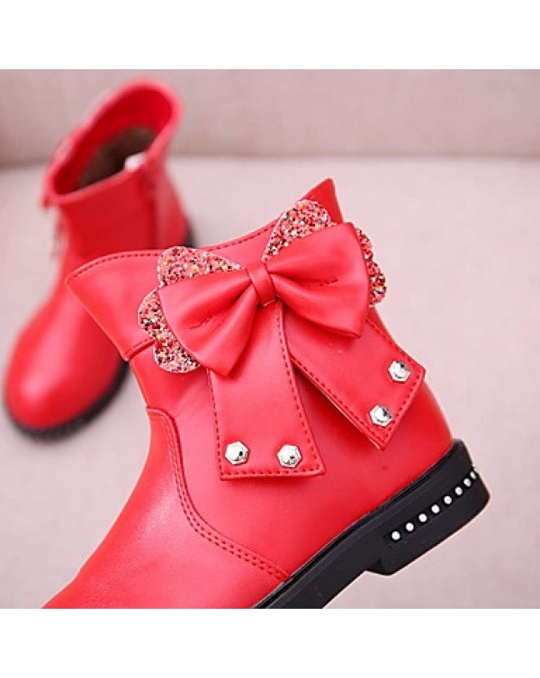 Girl's Boots Spring / Fall / Winter Bootie / Comfort Leather Outdoor / Casual Zipper Black / Pink / Red Walking  