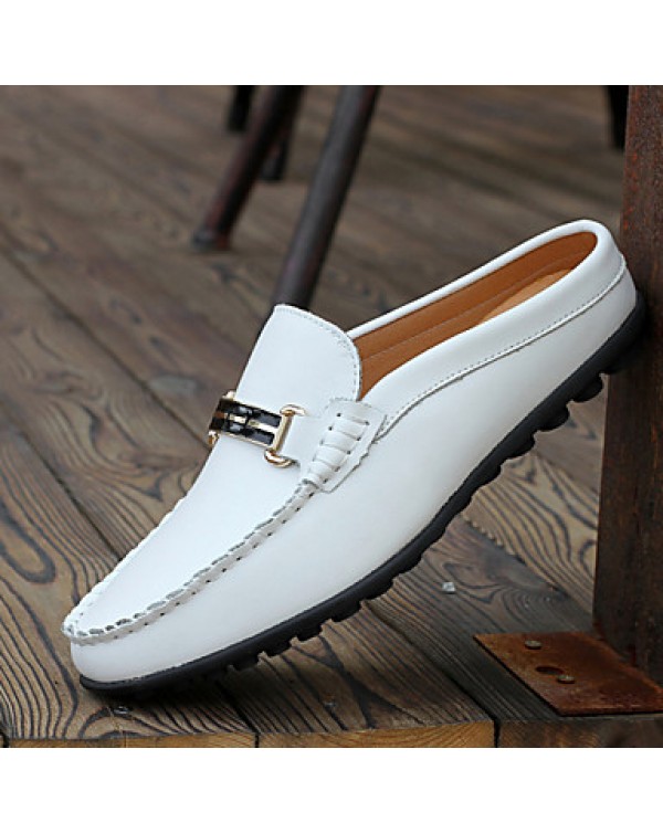 Men's Shoes Casual Leather Loafers White / Navy  