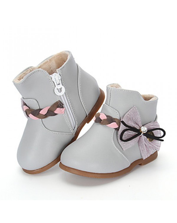 Girl's Boots Winter Fashion Boots / Comfort Leatherette / Casual Flat HeelBowknot / Others /  