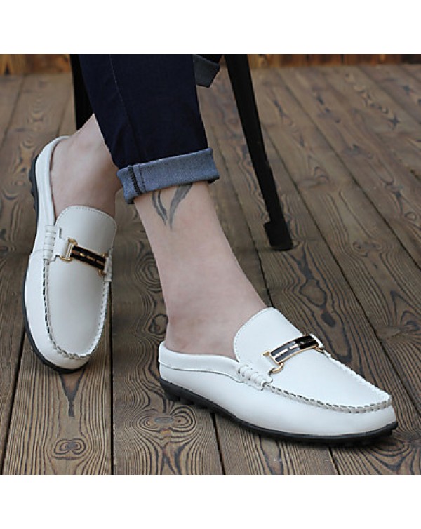 Men's Shoes Casual Leather Loafers White / Navy  