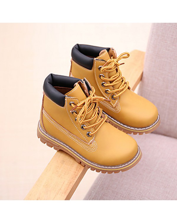 Girl's Boots Fall / Winter Snow Boots / Comfort PU Dress / Casual Flat Heel Others Yellow Sneaker  